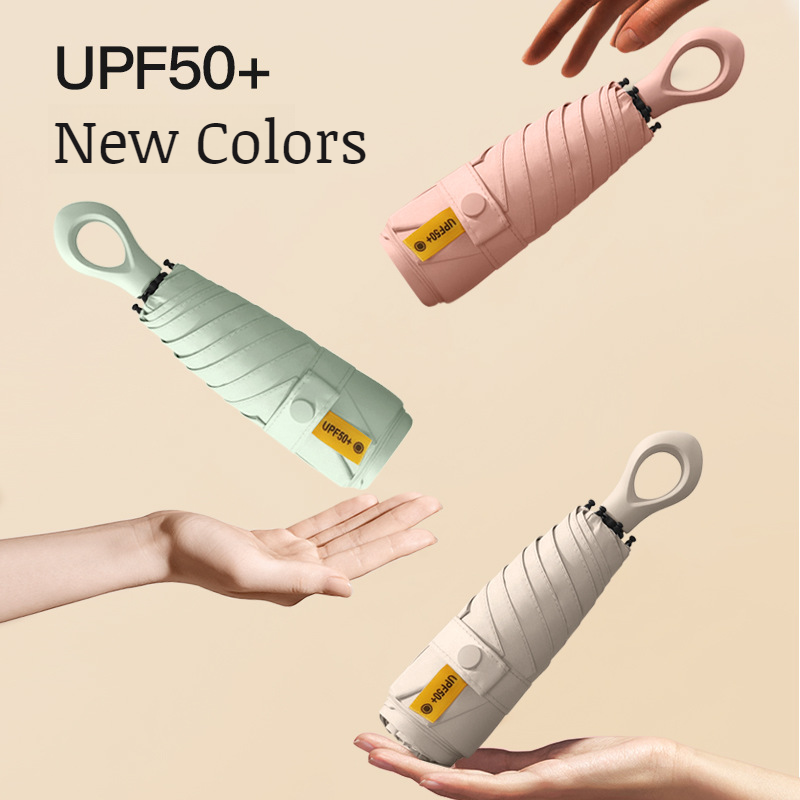 Portable Umbrella Sunscreen Vinyl Folding Mini Capsule Ultra Light Handle Finger Ring Umbrella