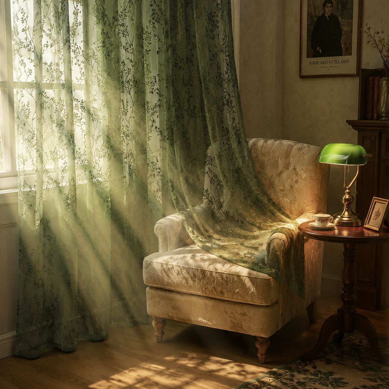 Tree Branch Decor Blackout Curtain Fabric Luxury Transparent Window Screen