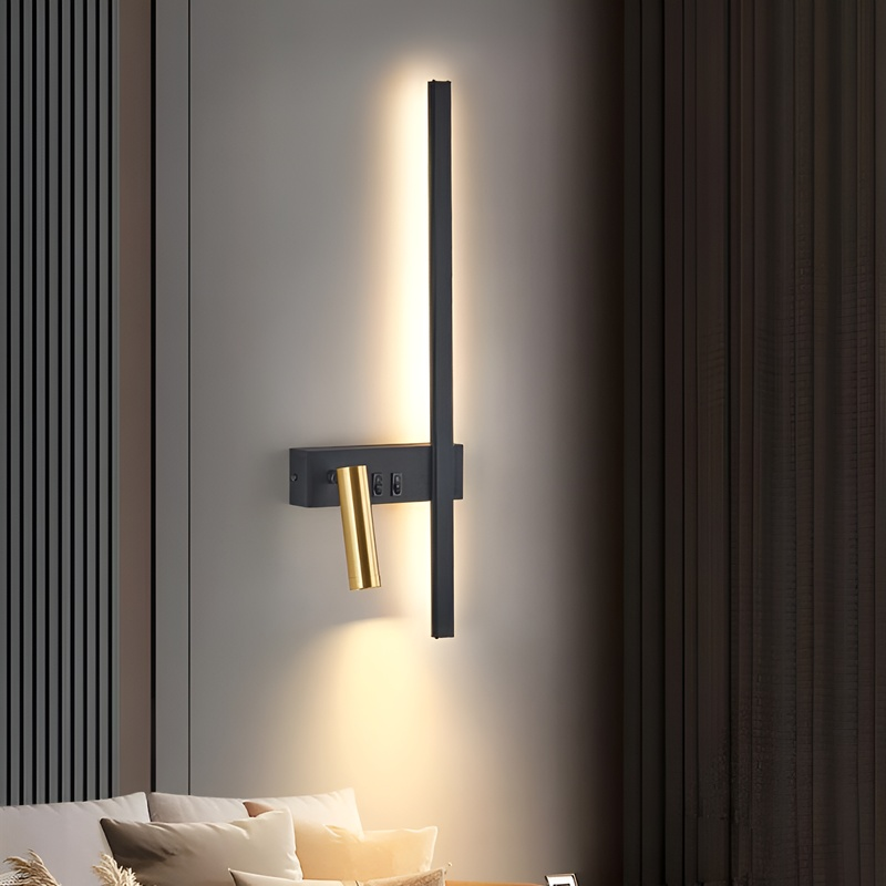 Modern minimalist strip wall light with switch
