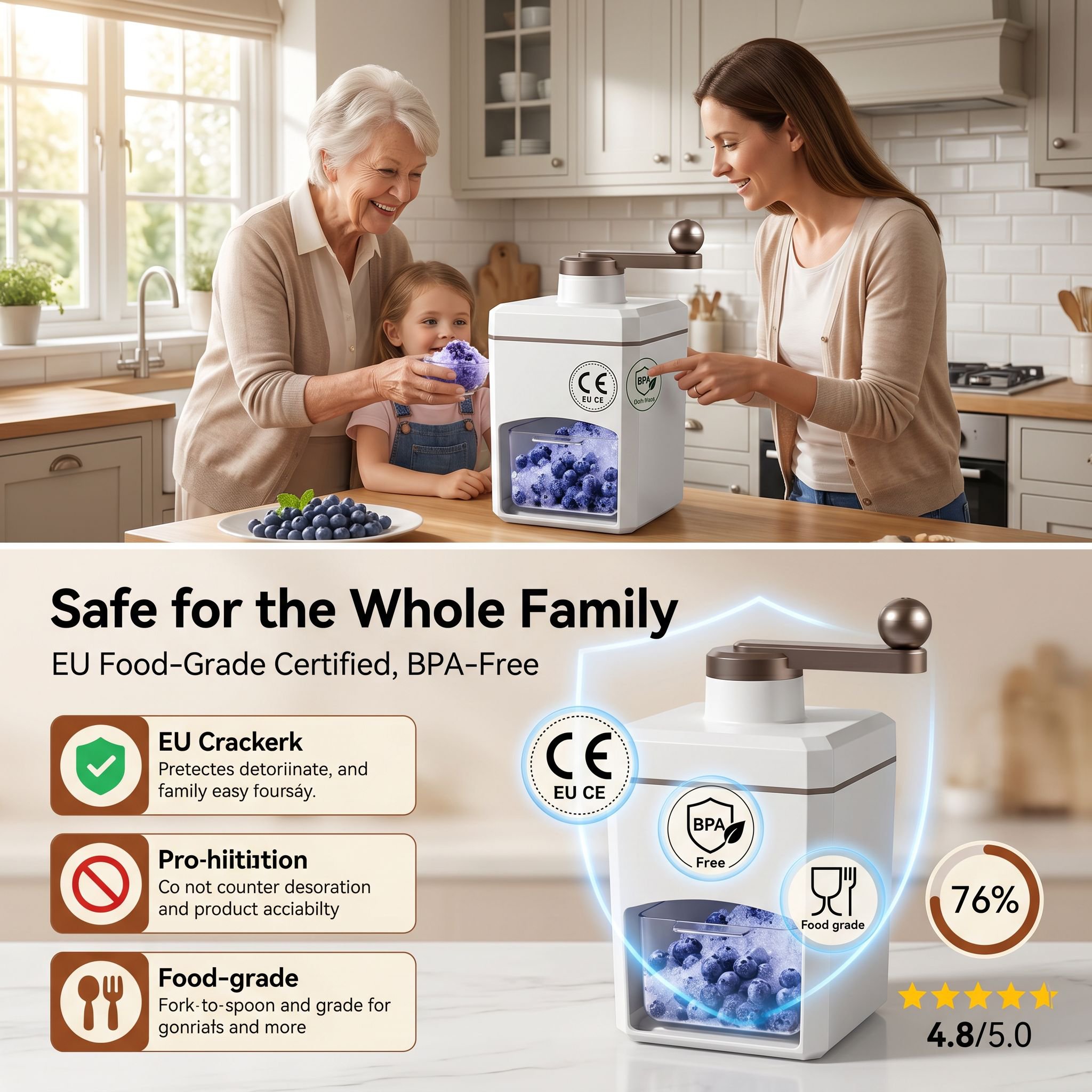 Mini Home Ice Shaver Manual Smoothie Maker Ice Crusher