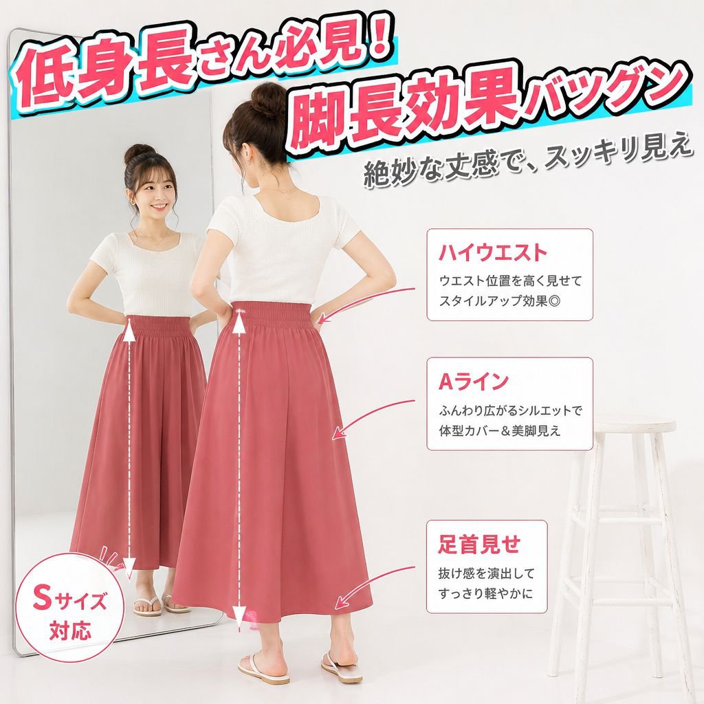 アイス薄手ワイドパンツスカート レディース 夏 ハイウエスト