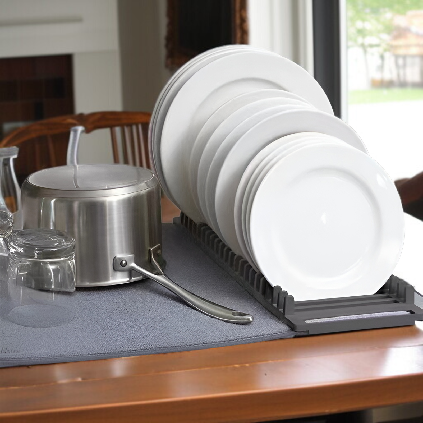 キッチンラック 排水ラック 食器収納ラック 2in1 食器収納ラック 滑り止め吸収パッド