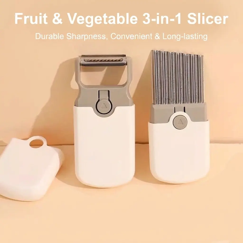 Coupe-légumes et éplucheur 3-en-1 en acier inoxydable pour fruits et légumes