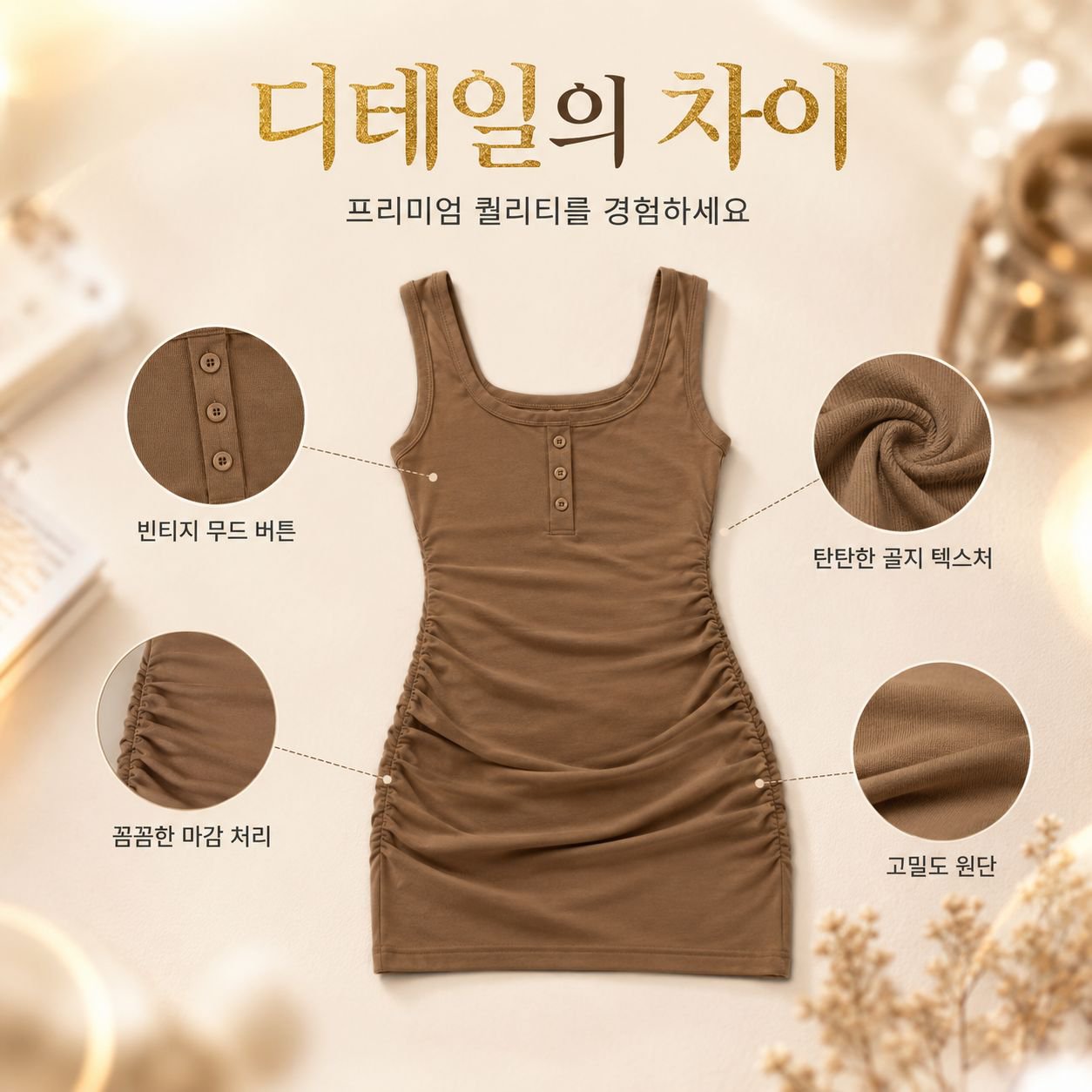 섹시 슬림핏 스퀘어넥 나시 원피스