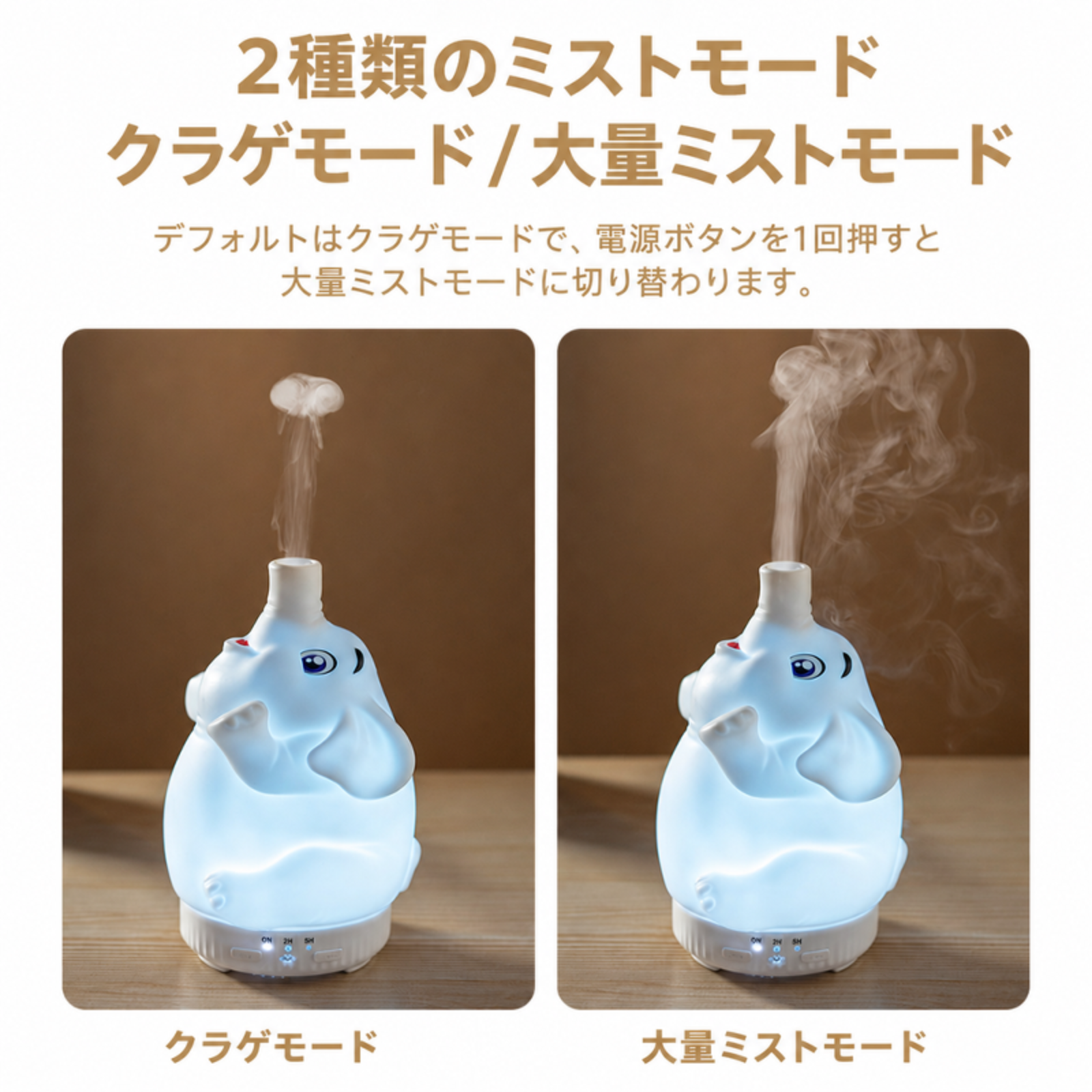 26年新款旋转小象香薰机七彩灯光七彩灯光水母静音小型加湿器