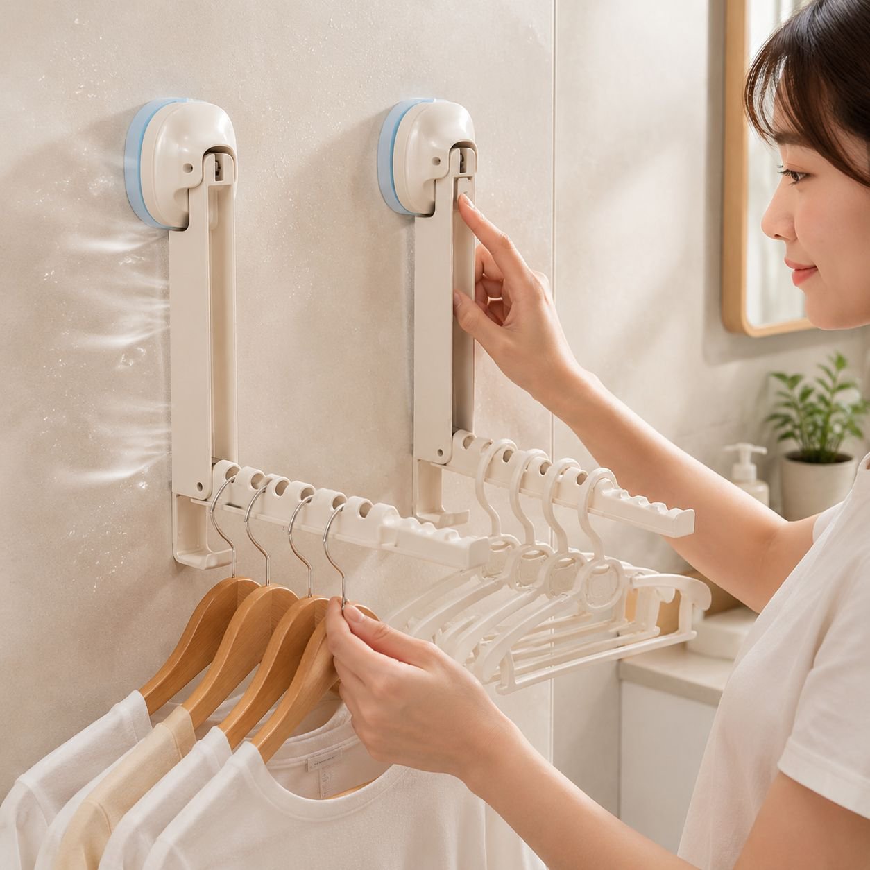 펀치리스 발코니 다용도 접이식 건조대
