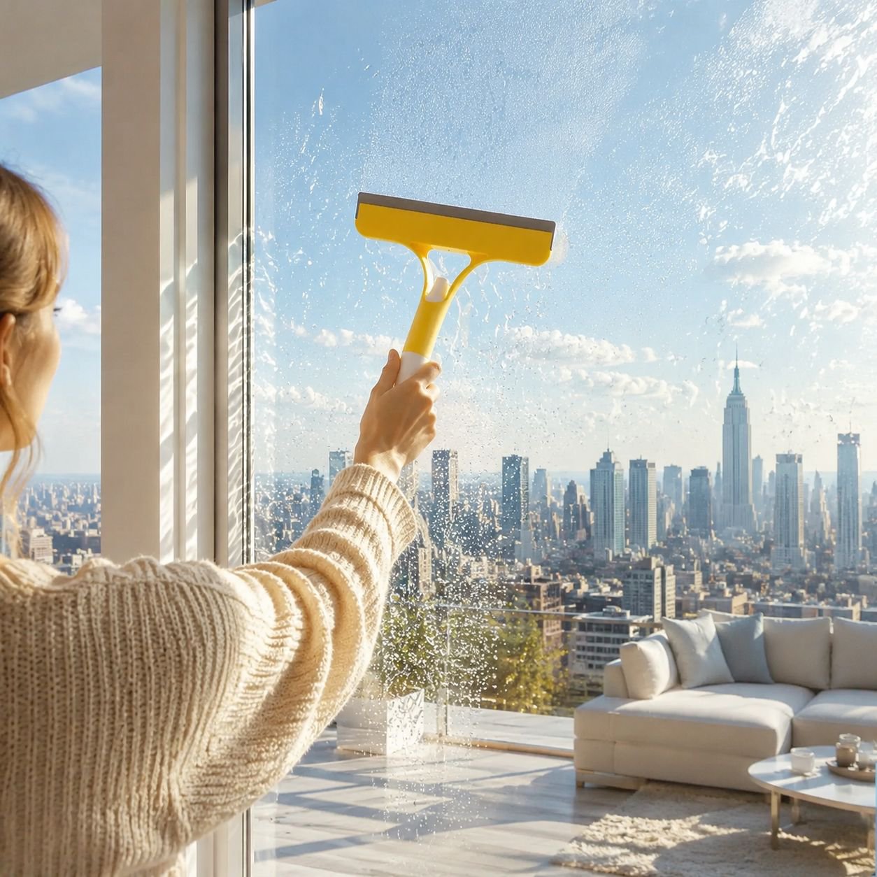 Easy-to-hold window screen cleaning brush handle