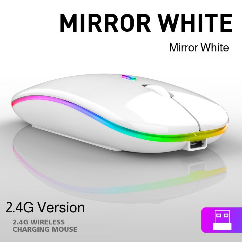 Ratón gamer silencioso para chicas, inalámbrico, blanco brillante