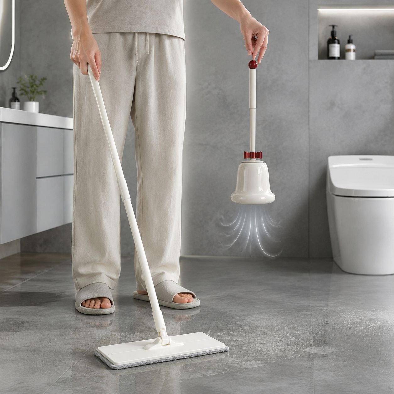 Stehende Toilettenbürste mit langem Stiel und Frischhaltefunktion