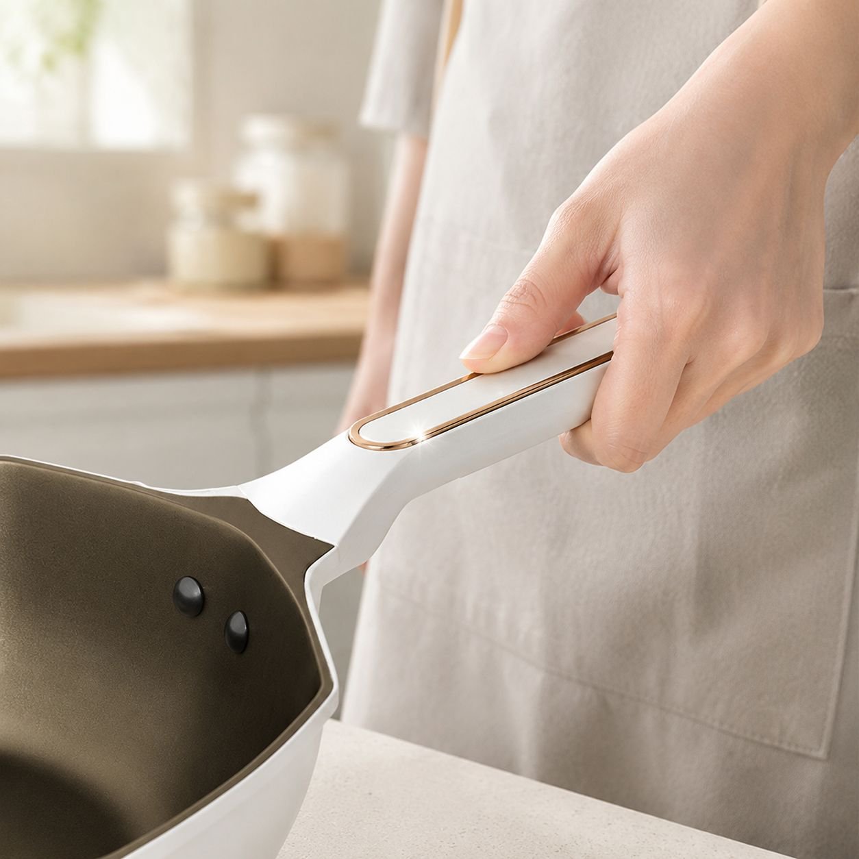 Non-stick spill-proof frying pan for kitchen use