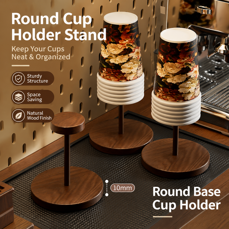 New Year's Style Walnut Color Paper Cup Holder, High-Value Paper Cup Holder, Solid Wood Cup Re