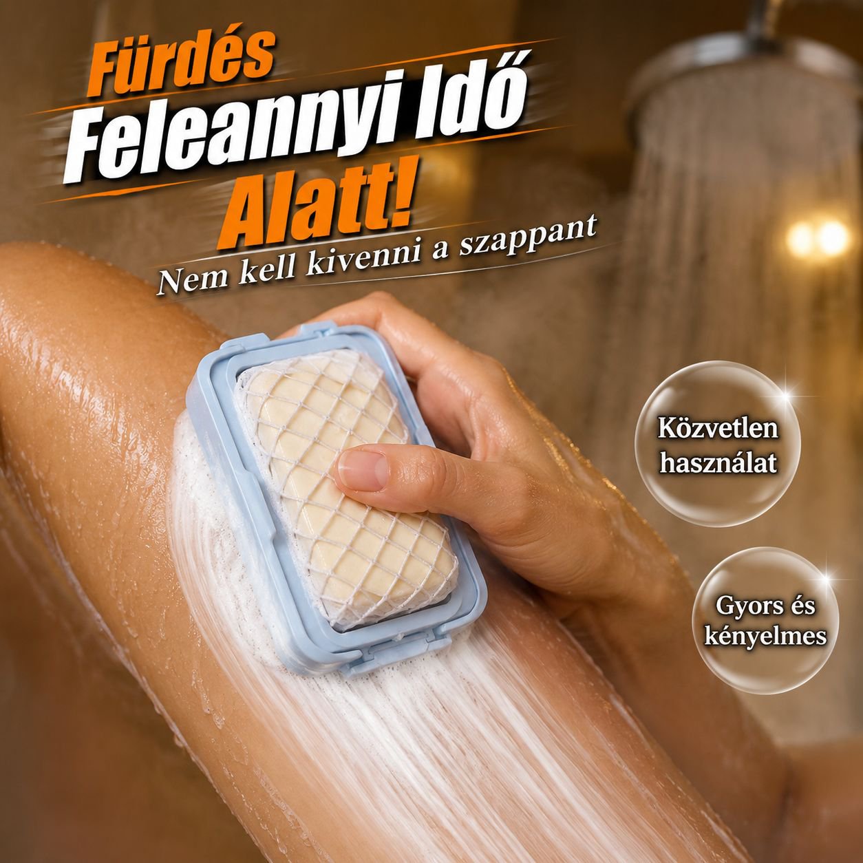 Féláron magas rugalmasságú hálós szappantartó, tároló és habosító kétfunkciós