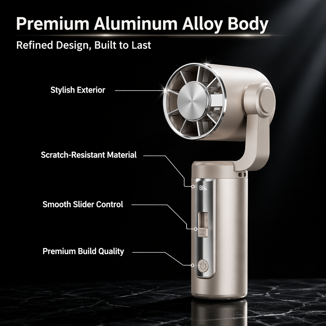 Ventilador portátil de mano, potente aire frío, enfriamiento instantáneo