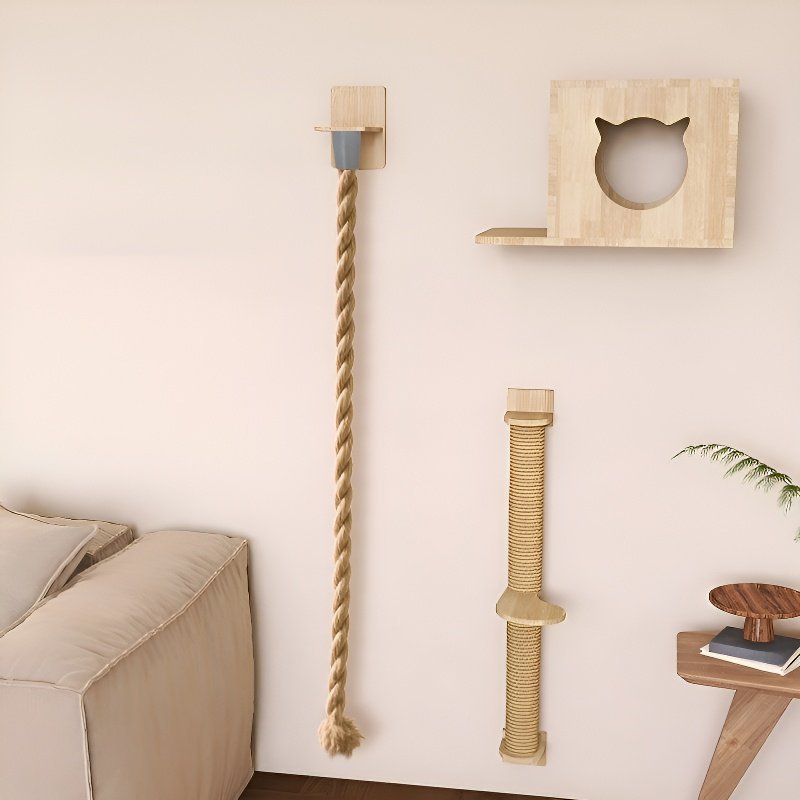 Rascador para gatos de montaje en pared con cuerda resistente