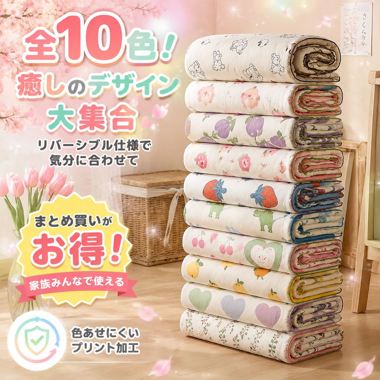 夏用活性染色ウォッシュコットン布団 二重夏用涼しい布団