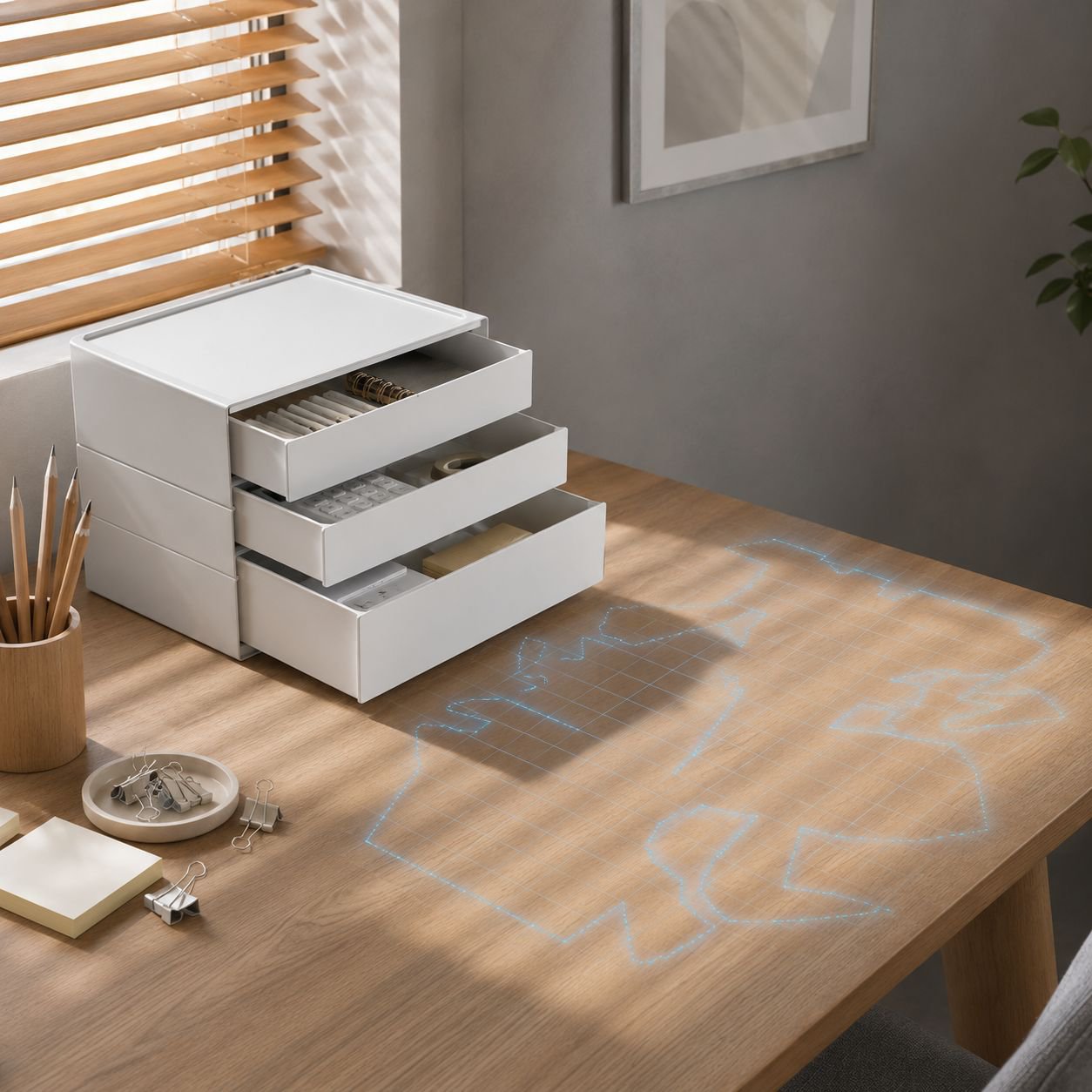Desktop Aufbewahrungsbox mit frei kombinierbaren Schubladen