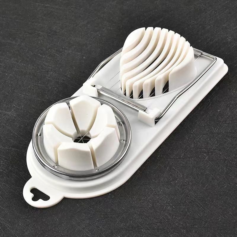 Portable dual-purpose egg slicer