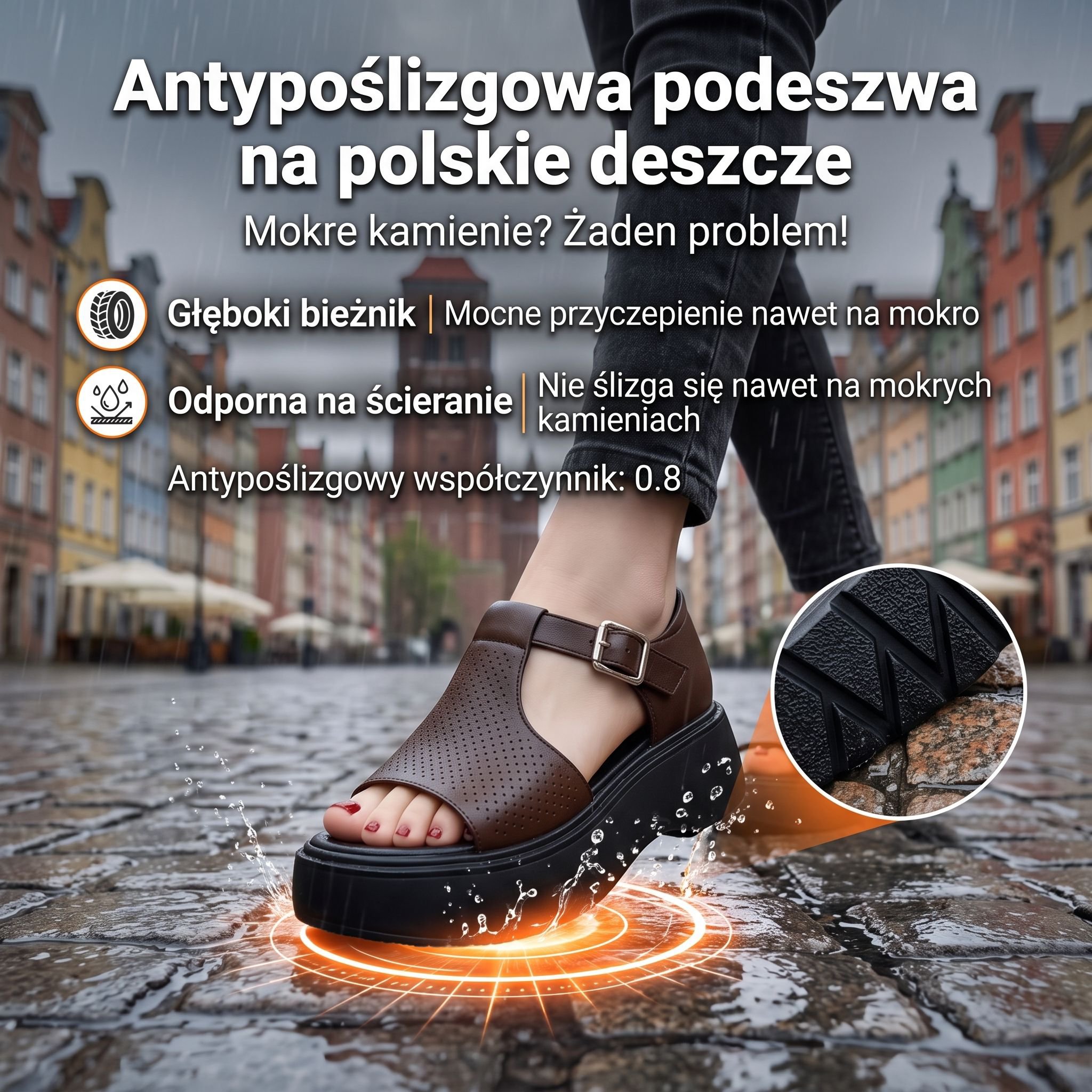  z odkrytymi palcami, wiązane, z klamrą, antypoślizgowe