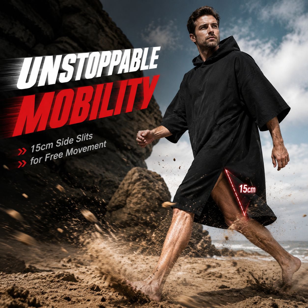 Lightweight Black Beach Cloak for Spring and Autumn