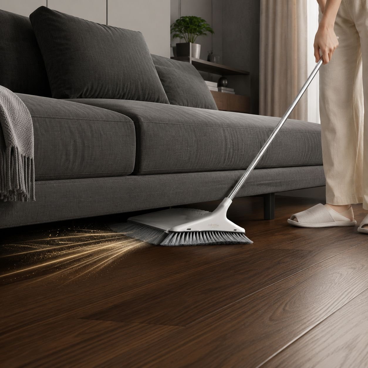 Easy storage broom and dustpan with hanging hole