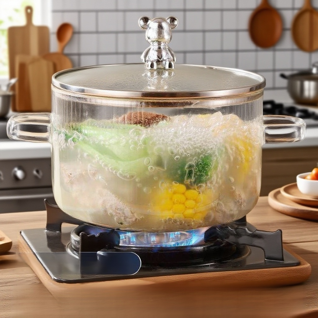 高ホウ素シリコン耐熱焼鈍可能家庭用ガラス鍋の全体画像