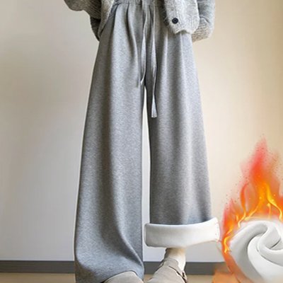 뒷보어 따뜻한 부드러운 와이드 팬츠