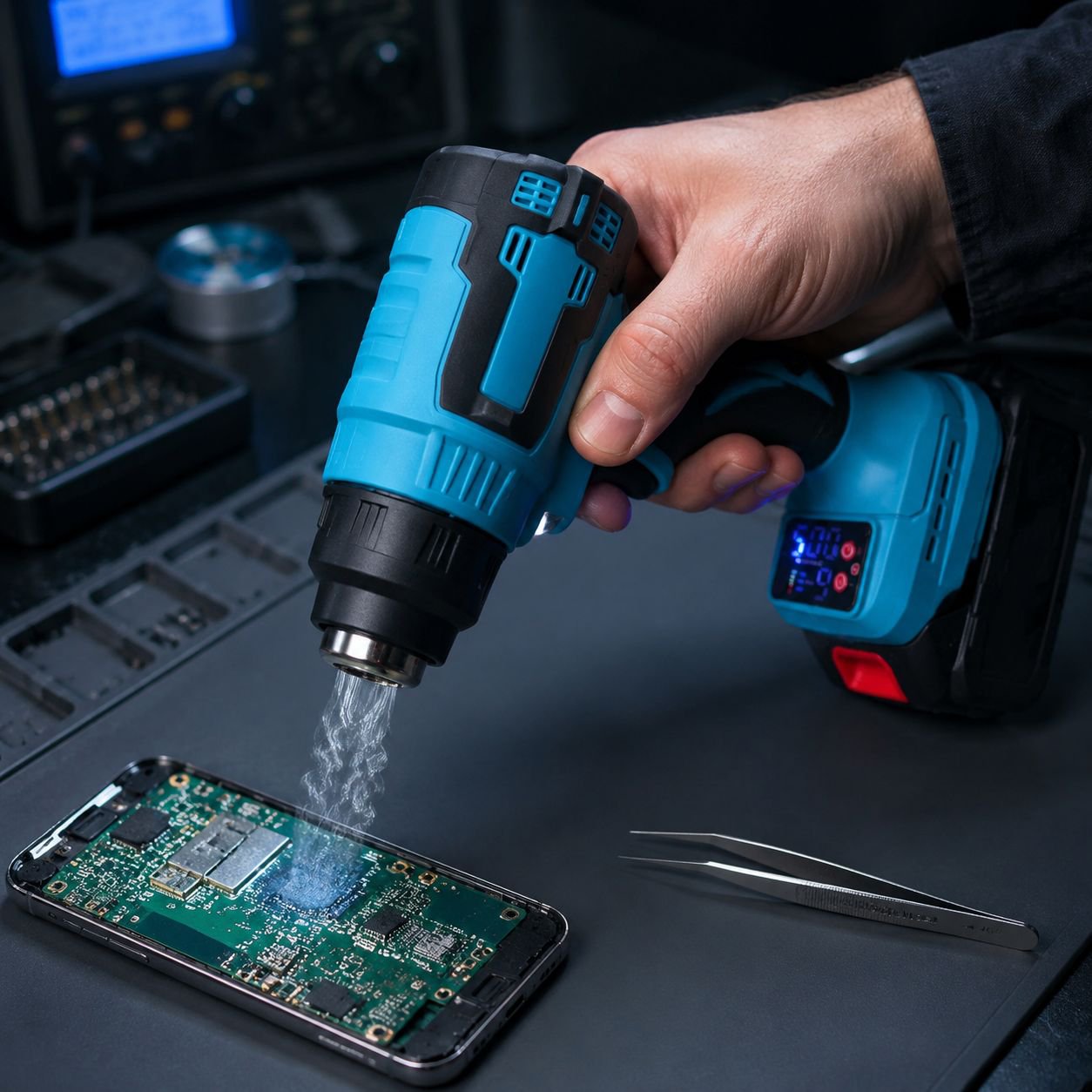 Tragbares, kabelloses Heißluftgebläse mit Lithiumakku, speziell für Handyreparatur