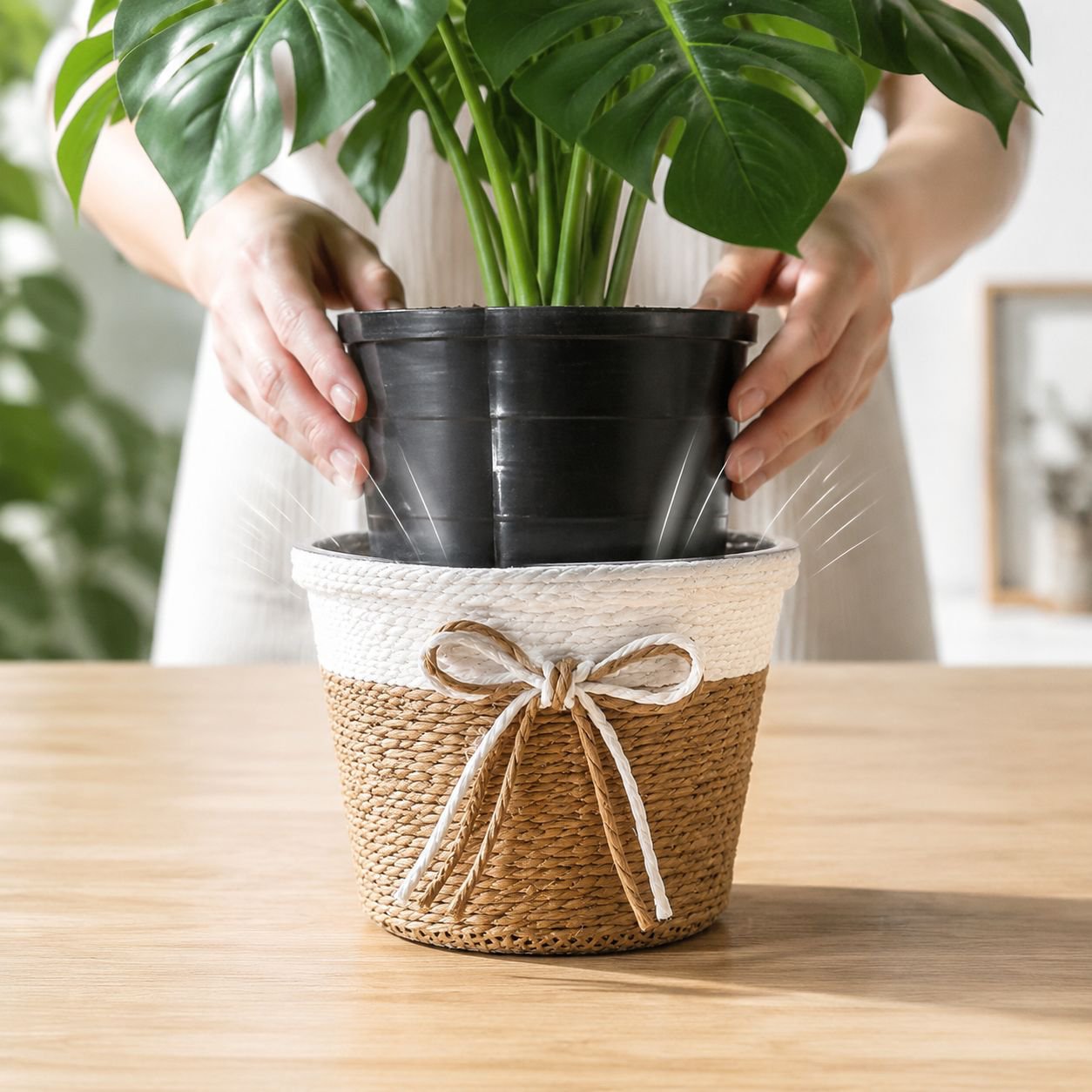 Versatile woven basket for home and garden decor
