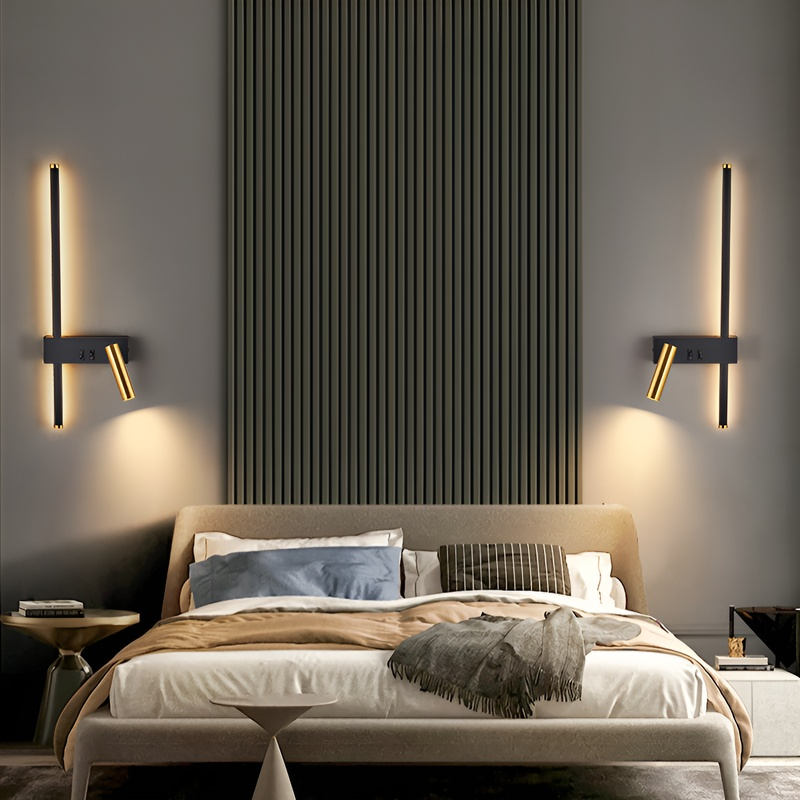 Modern minimalist strip wall light with switch