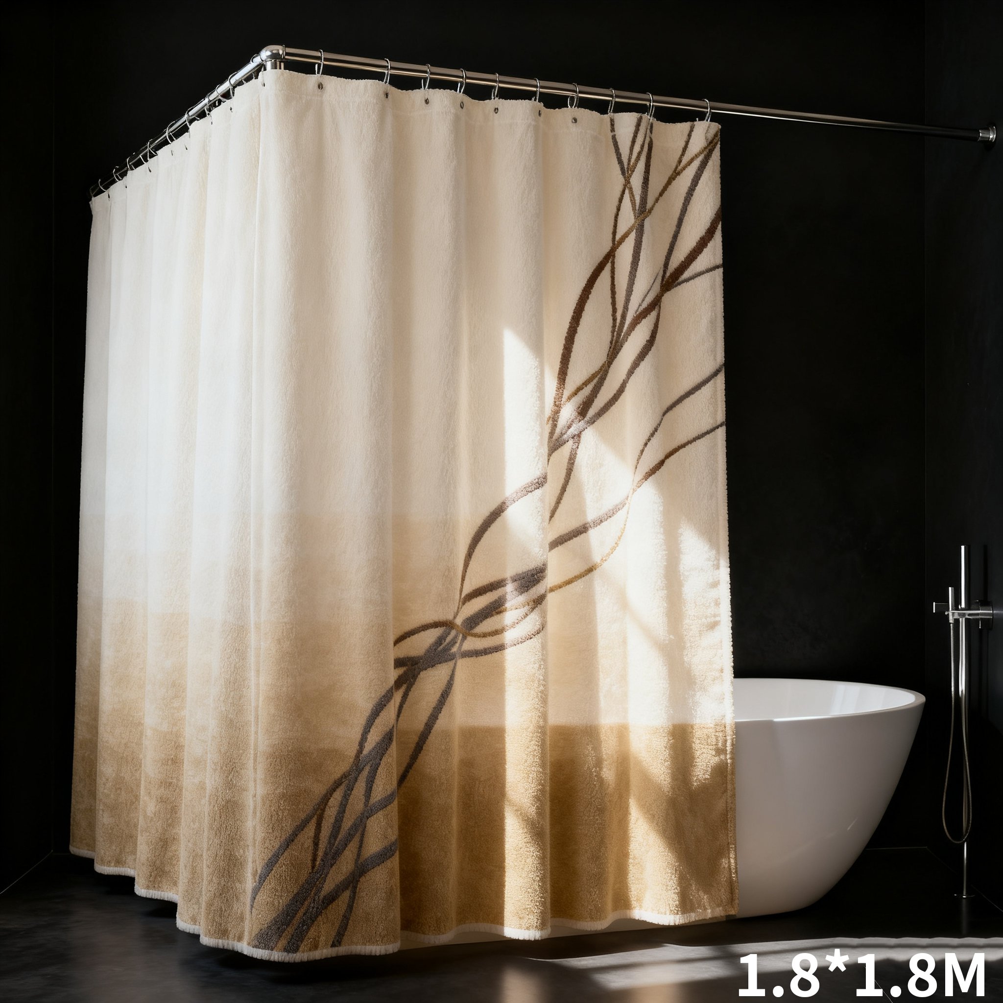 防水・防カビ機能付きバスルームカーテン