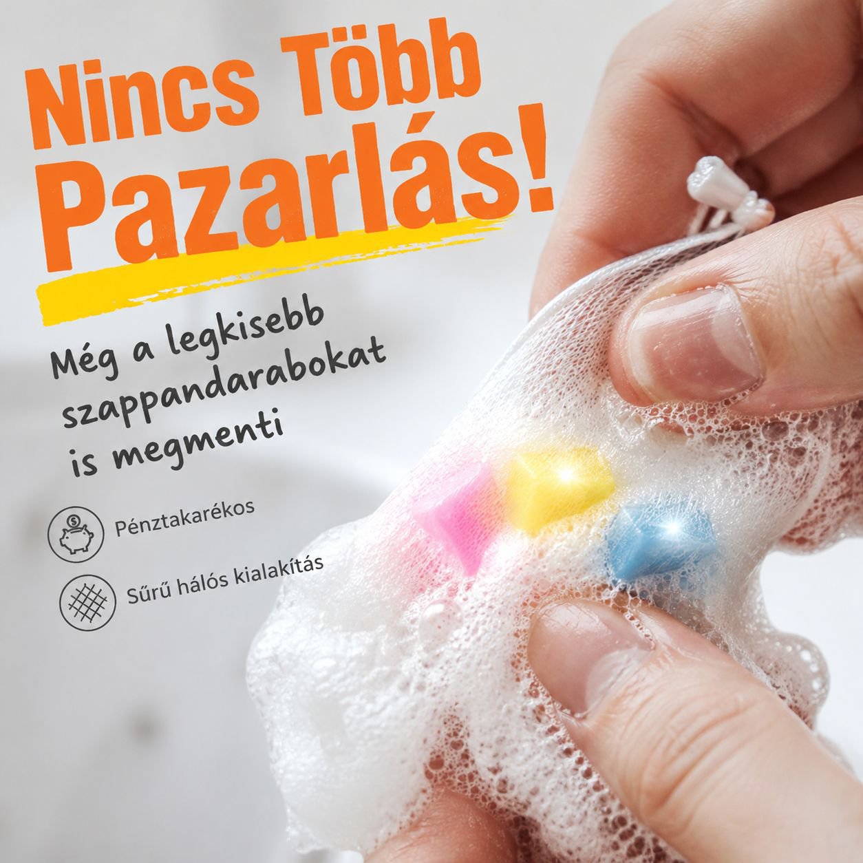 Habverő háló arctisztítóhoz és kézműves szappanhoz