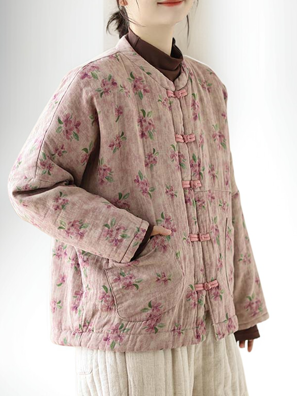 따뜻한 퀼팅 디테일 코튼 재킷 측면 모습