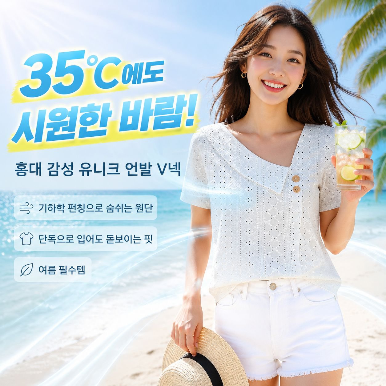 브이넥 단색 루즈핏 반팔 티셔츠