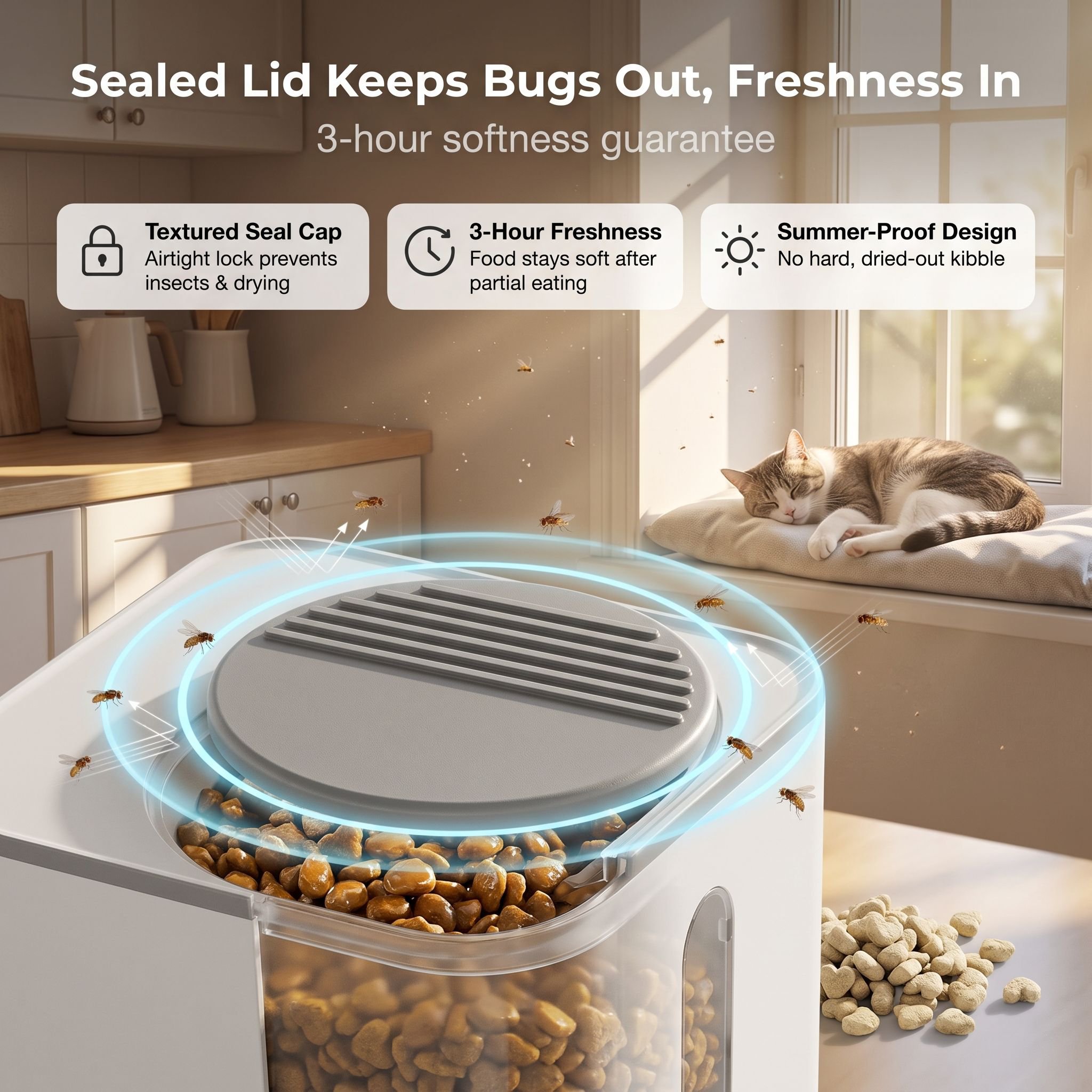 Ceramic Double Bowl Pet Supplies Automatic Water and Food Feeder for Cats and Dogs
