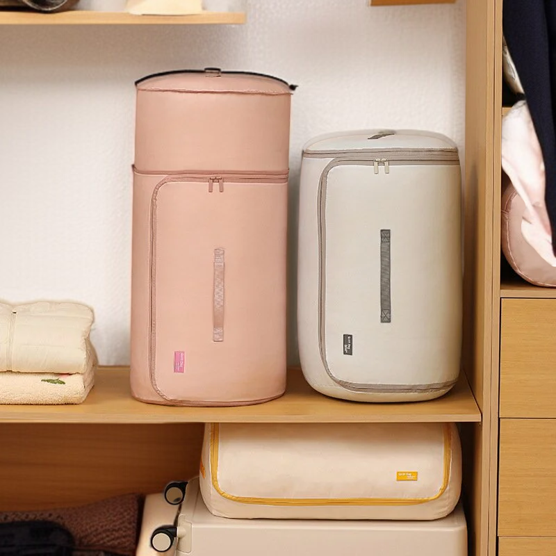 면 이불 수납 가방 압축 가능 원통 이불 정리 가방 의류 수납 가방 이사 정리 가방