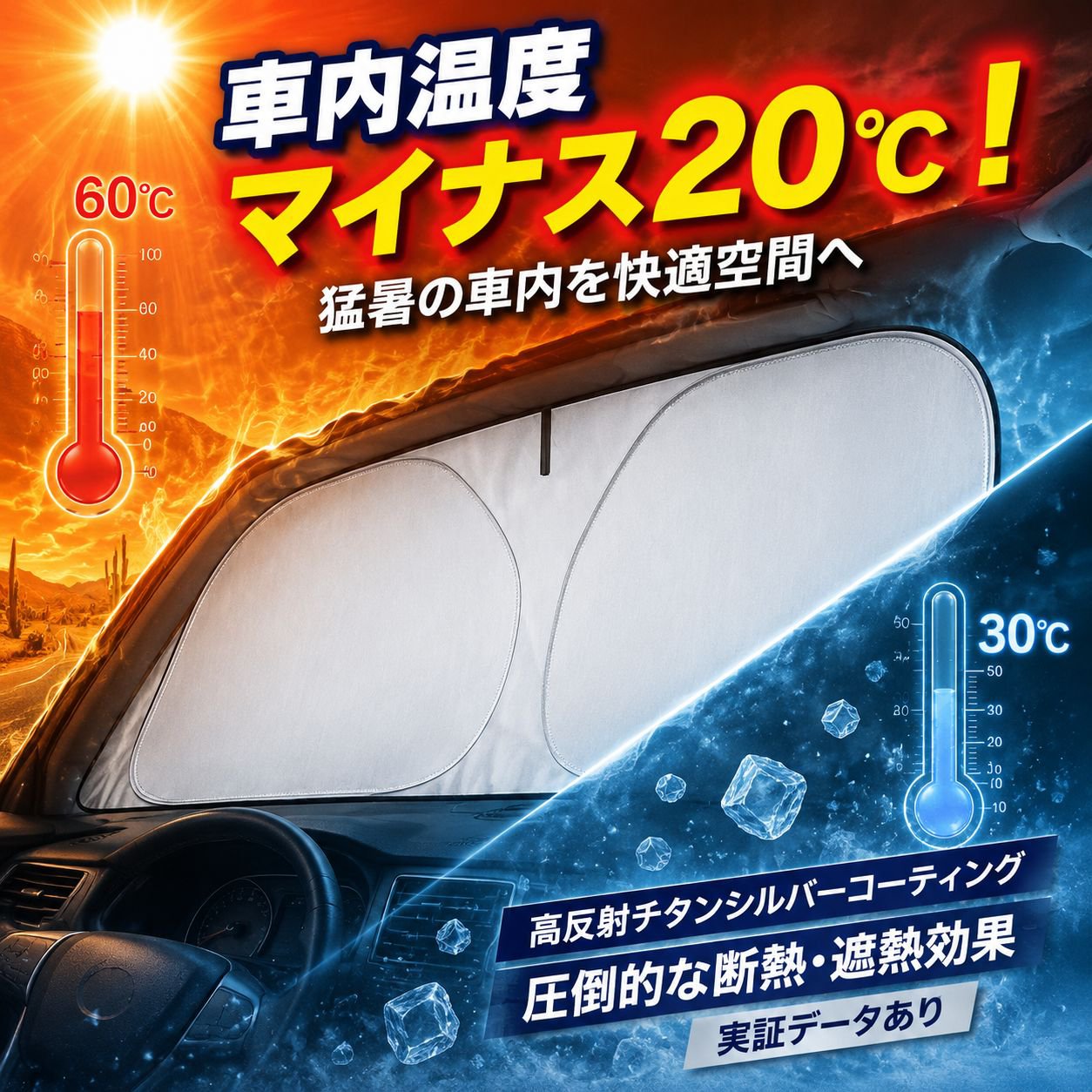日除け断熱二重サークルチタンフロントガラスサンシェード