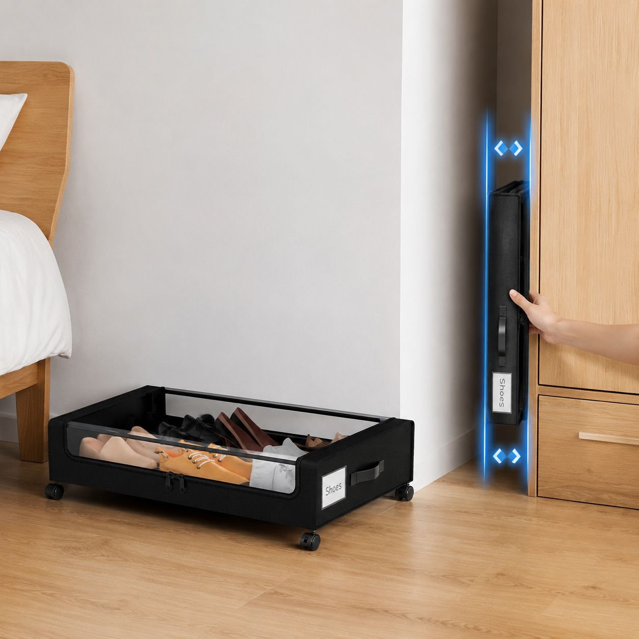 多機能キャスター付きベッド下収納ボックス 防塵カバー 折りたたみ式 さまざまな物対応