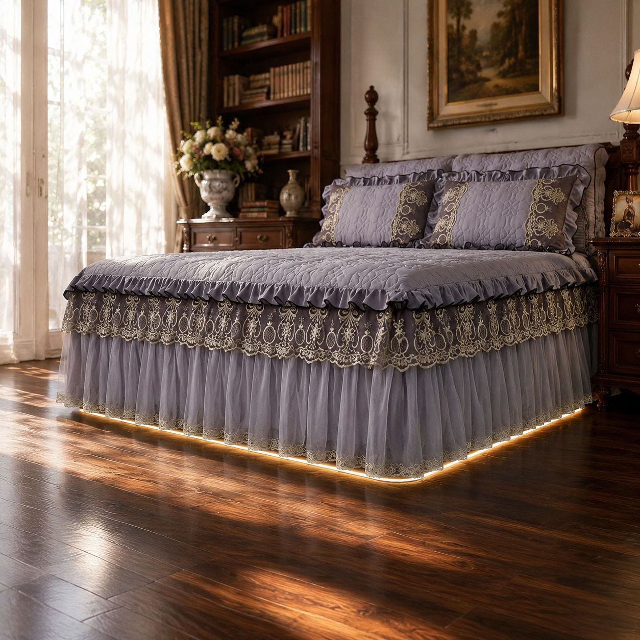 European Style Bed Skirt 3-Piece Set