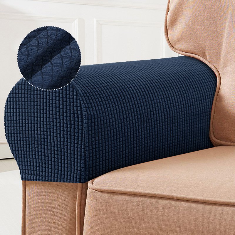 Plaid Fabric Sofa Armrest Protector Stretch Cover for All Seasons