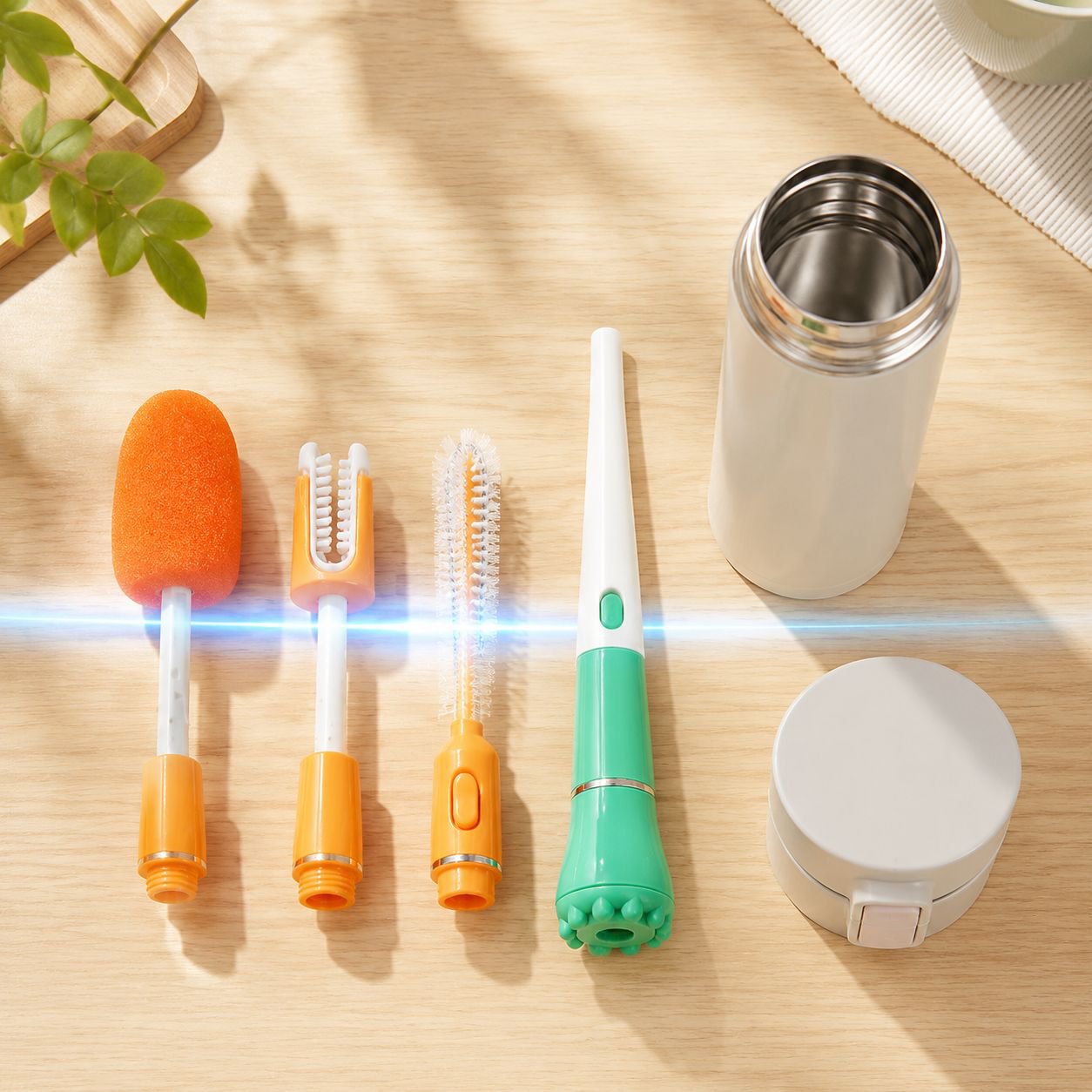 Detail of brush bristles for deep cleaning