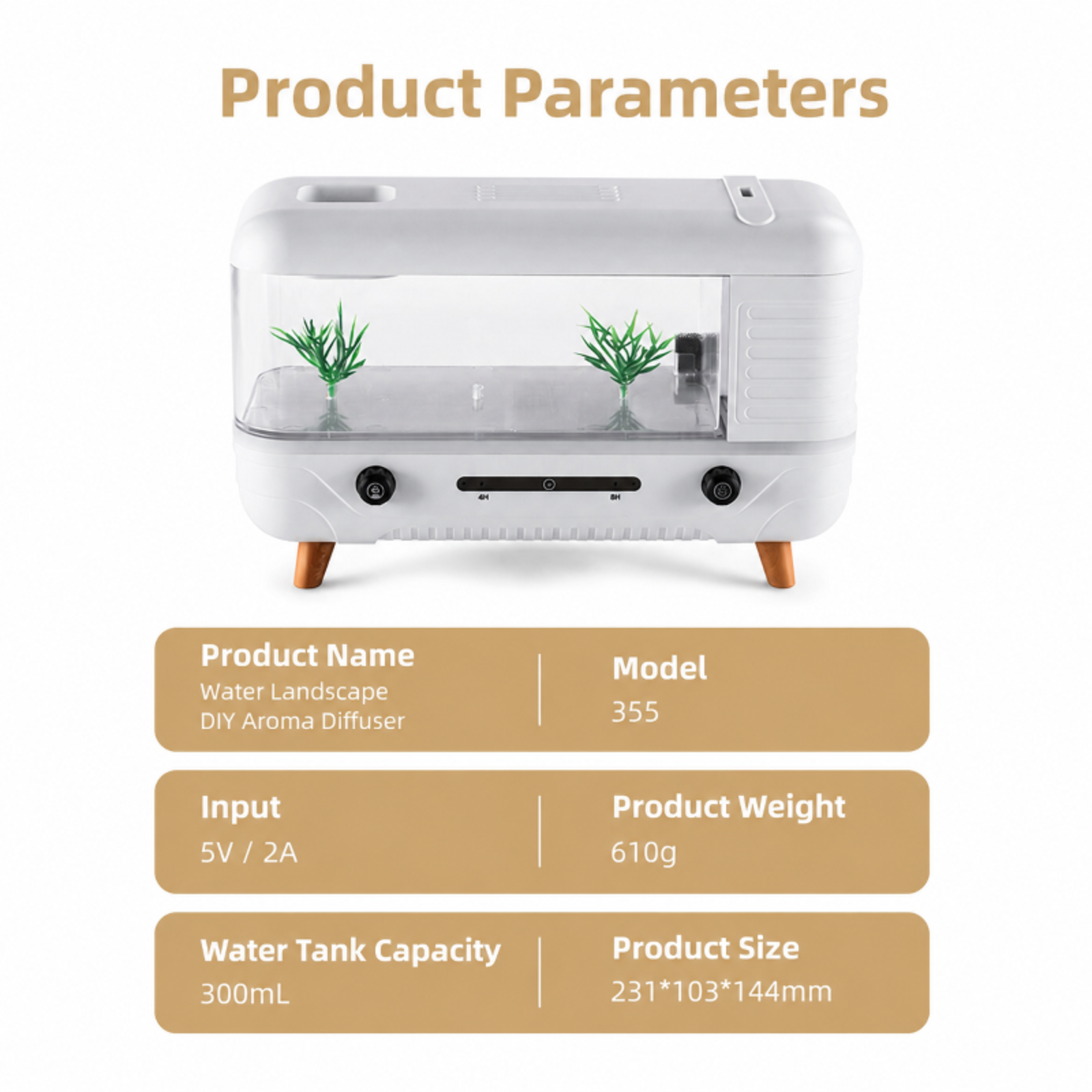 New DIY Water Feature Aroma Diffuser with Colorful Lights, High-Value Design, Fine Atomization Humid