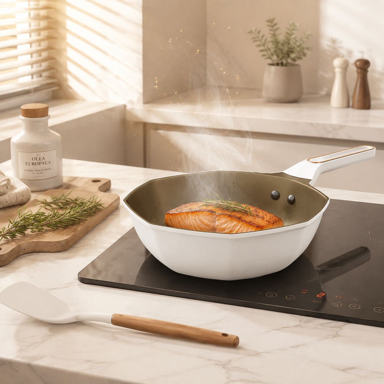 Household Wear-Resistant Spill-Proof Frying Pan with Uniform Heat Conduction