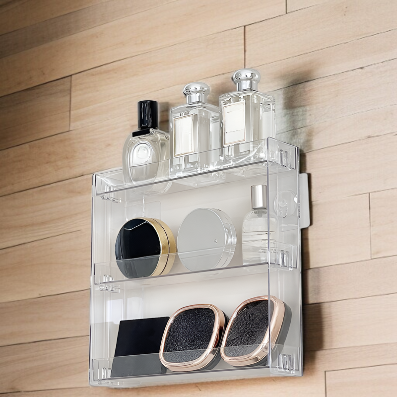 パンチフリーで簡単設置可能なバスルーム収納棚