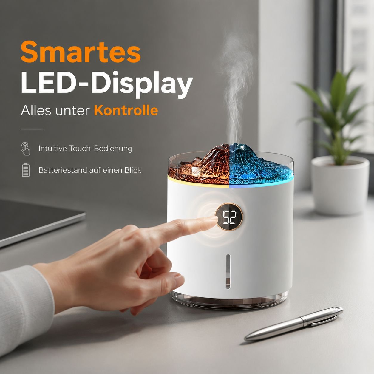 350ml Quallenform Bicolor Vulkanflamme Aroma Luftbefeuchter Ätherisches Öl Diffusor für Zuhause