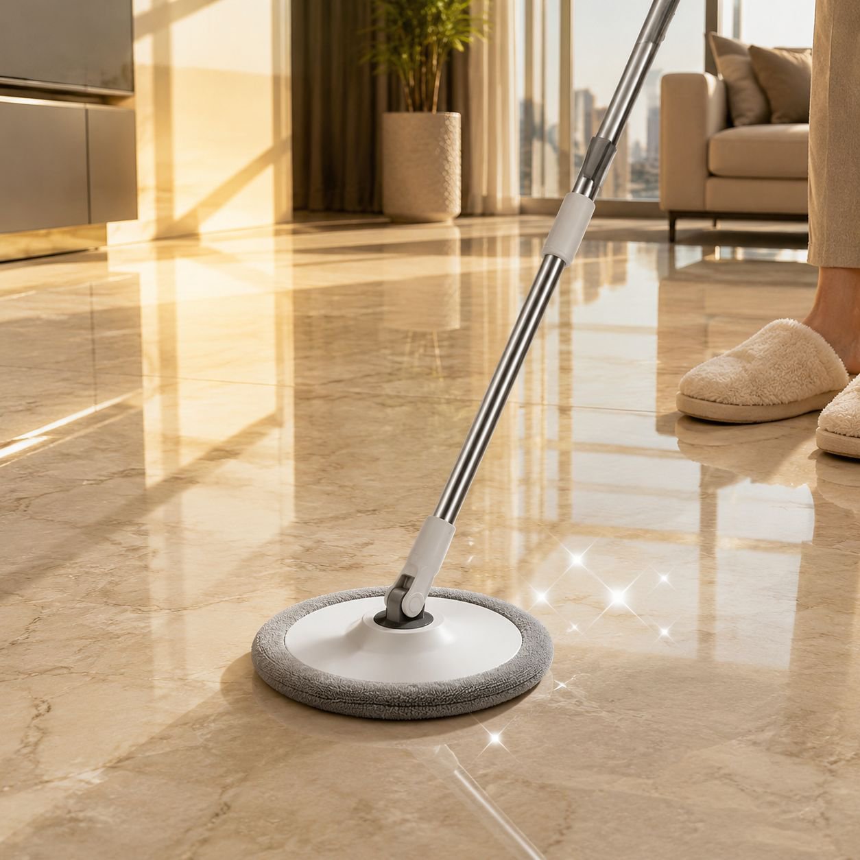 Lazy Household Mop with Bucket, Hands-Free Dirty Water Separation Wet Mop