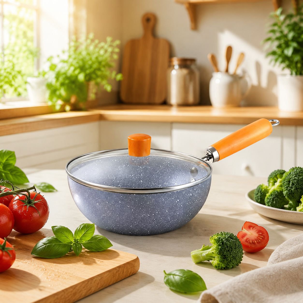 Non-stick mini frying pan with marble pattern, a stylish and affordable household mini frying pan.