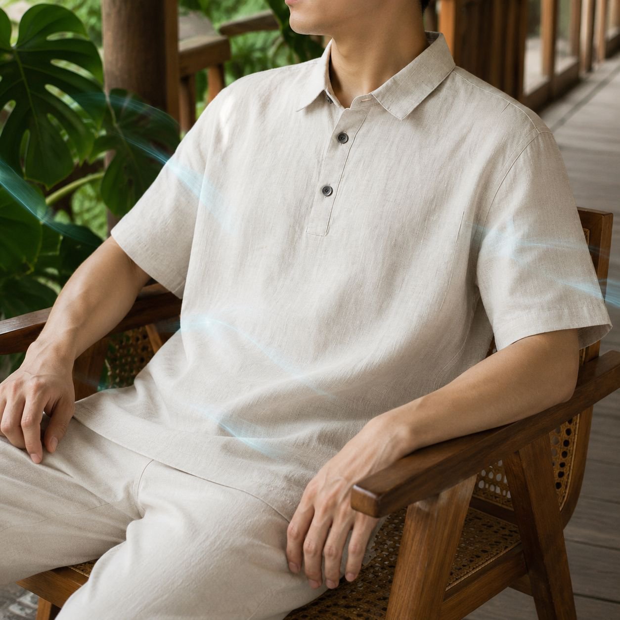 シンプルでおしゃれなメンズ半袖シャツ背面画像