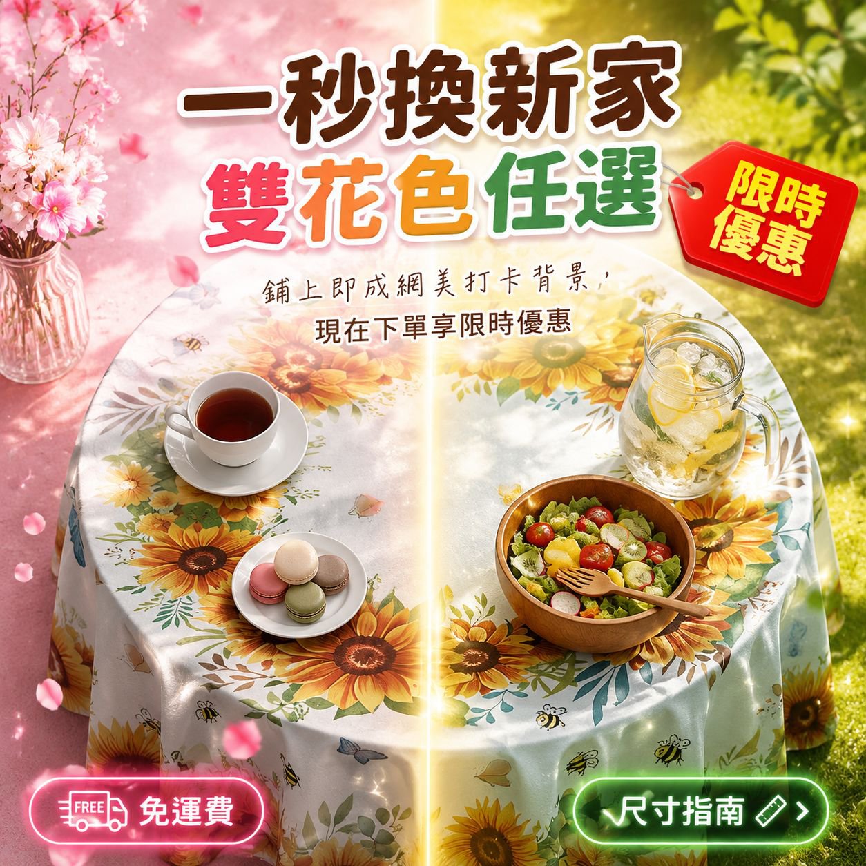 歐式印花植物花卉圓形桌布
