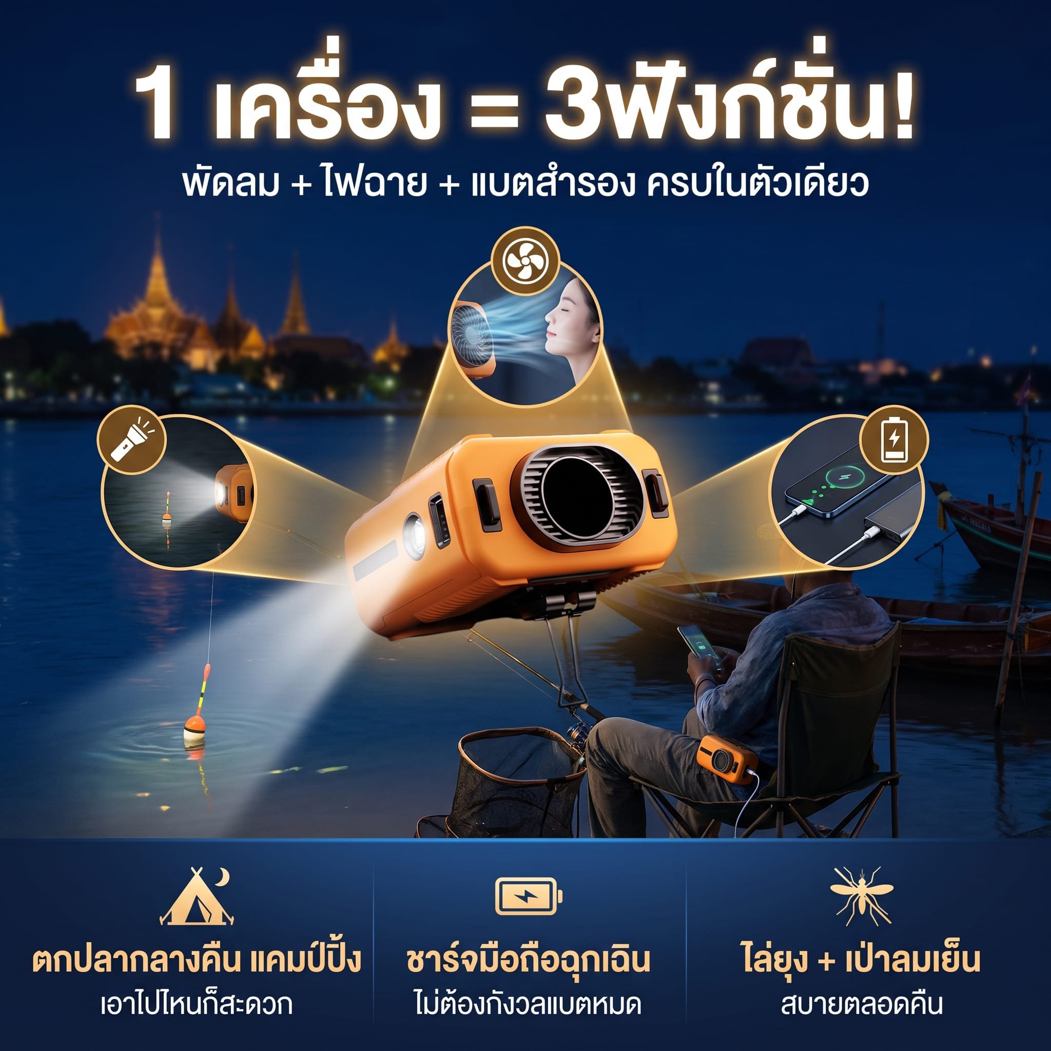 พัดลมระบายความร้อนแบบพกพาติดเอวสำหรับกิจกรรมกลางแจ้ง
