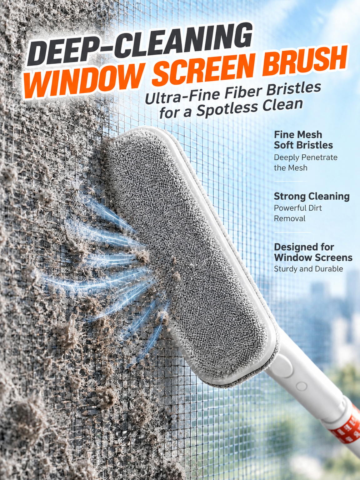 Close-up of bristles on the double-sided screen brush